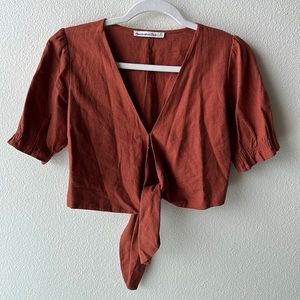 Abercrombie and Fitch linen tie up blouse.